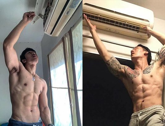 Những anh thợ sửa điều hòa sexy 6 múi