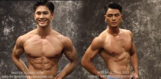 Trai đẹp MISTER GLOBAL khoe quần sịp tím