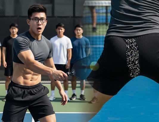 Trai đẹp 6 múi rách quần sịp khi chơi pickleball, cả sân chết lặng